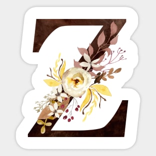 Floral Monogram Z Lovely Autumn Foliage Sticker